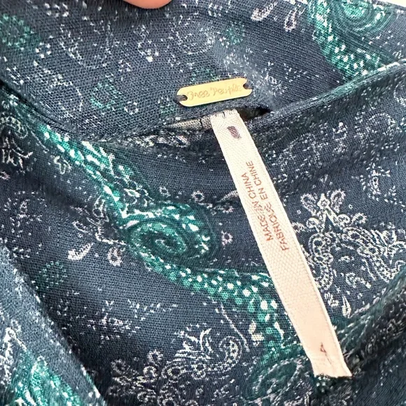 Free People Blue & Teal Paisley Bandana Button Mini Skirt - Picture 5 of 7